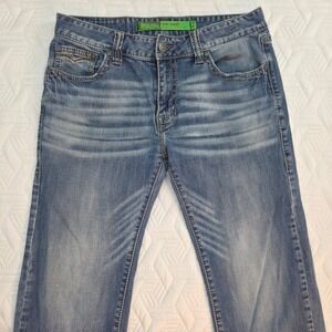 Rock and Roll Cowboy Pistol Straight Jeans Mens 33 Blue Good Regular Leg Stretch